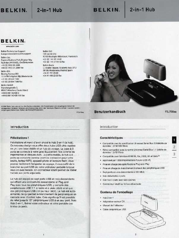 Guide utilisation BELKIN 2-IN-1 HUB  de la marque BELKIN
