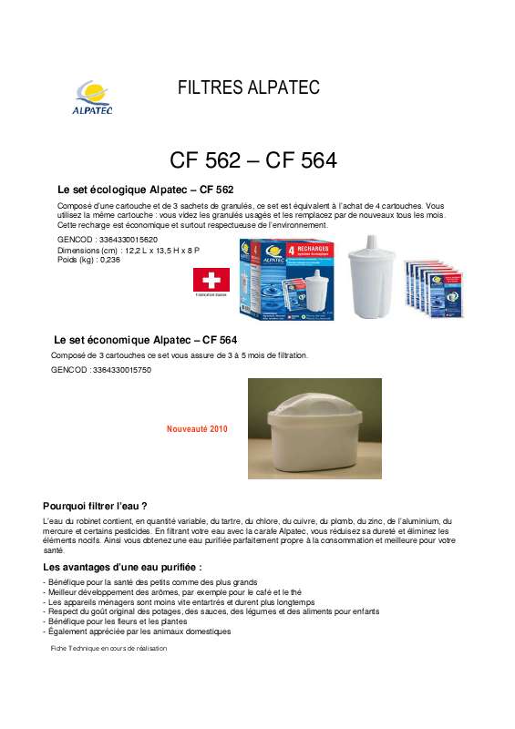 Guide utilisation ALPATEC CF 564  de la marque ALPATEC