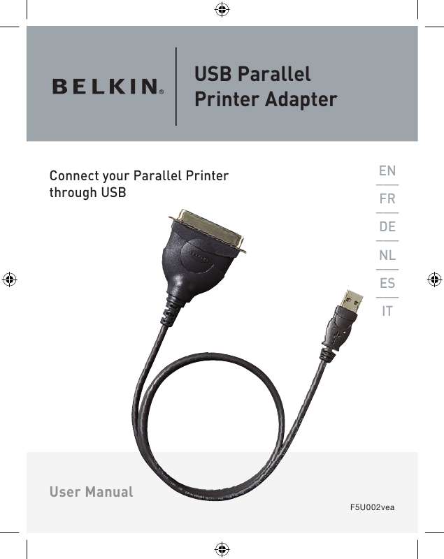 Guide utilisation  BELKIN ADAPTATEUR D'IMPRIMANTE PARALLÈLE USB #F5U002F  de la marque BELKIN