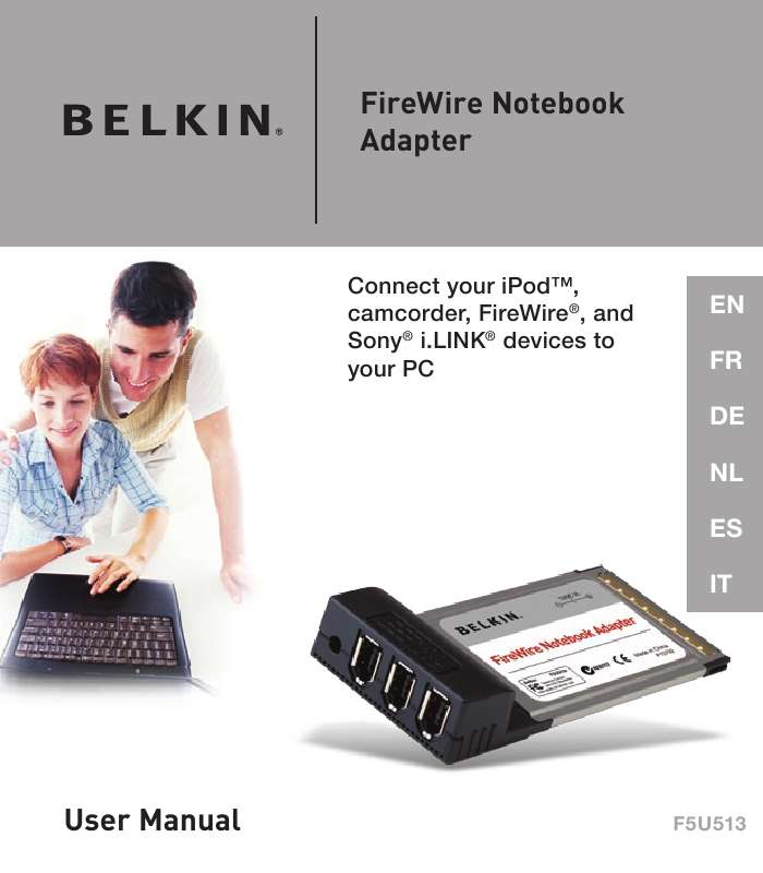Guide utilisation  BELKIN ADAPTATEUR FIREWIRE POUR ORDINATEUR PORTABLE #F5U513VEA1  de la marque BELKIN
