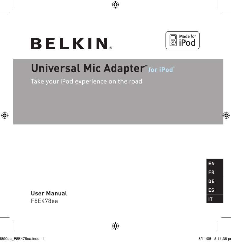 Guide utilisation  BELKIN ADAPTATEUR UNIVERSEL POUR MICROPHONE #F8E478EA  de la marque BELKIN