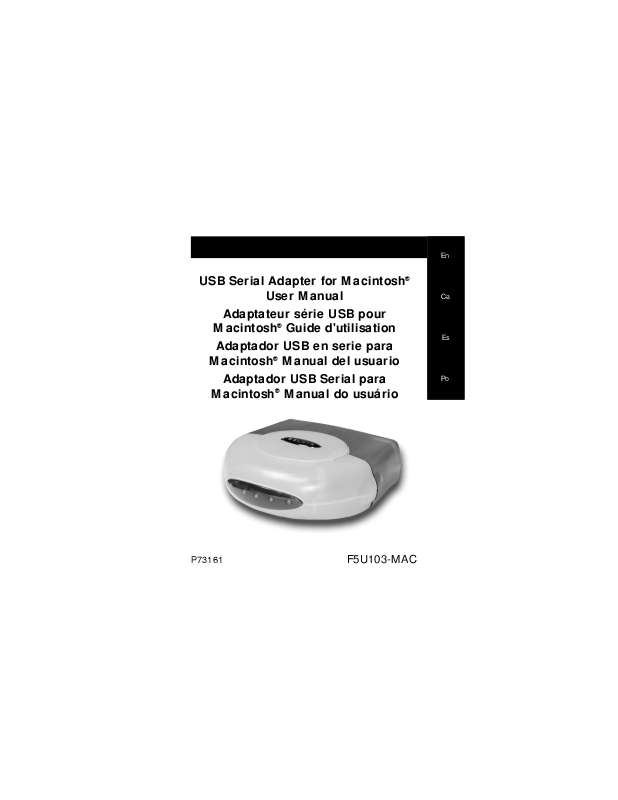 Guide utilisation  BELKIN ADAPTATEUR USB SÉRIE POUR MAC® #F5U103FMAC  de la marque BELKIN
