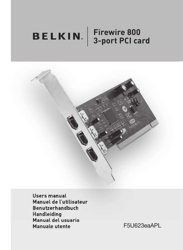 Guide utilisation  BELKIN CARTE PCI FIREWIRE 800, 3 PORTS #F5U623  de la marque BELKIN