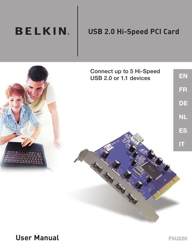Guide utilisation  BELKIN CARTE PCI USB 2.0 5 PORTS #F5U220VEA1  de la marque BELKIN