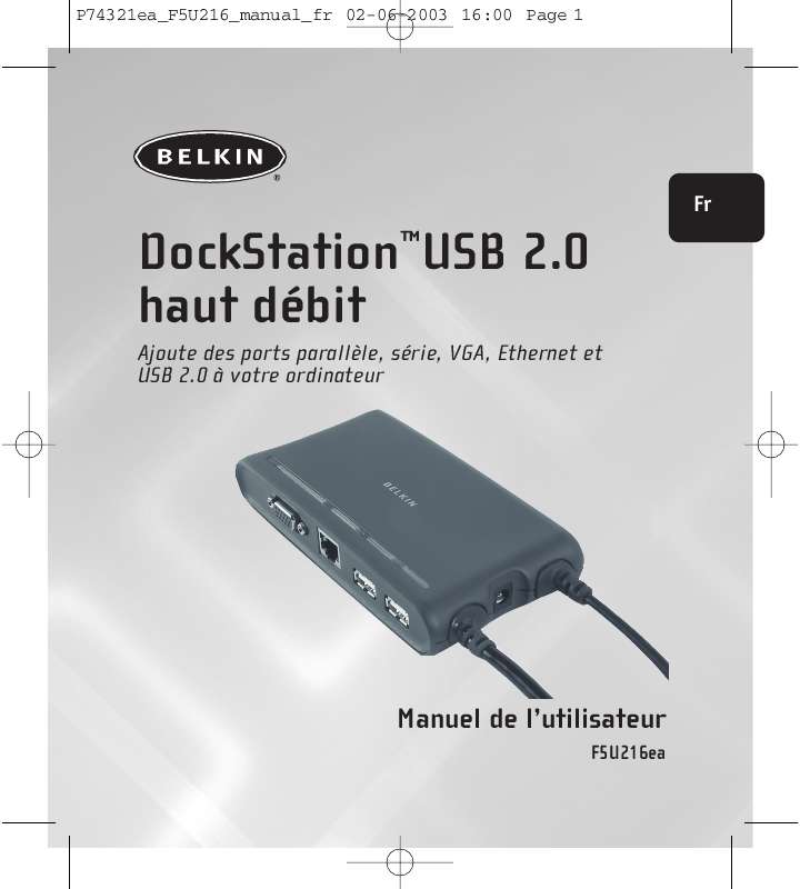 Guide utilisation  BELKIN DOCK STATION USB 2.0 #F5U216EA  de la marque BELKIN