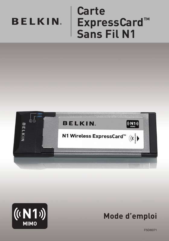Guide utilisation  BELKIN EXPRESS CARTE WIFI N1 #F5D8071FR  de la marque BELKIN