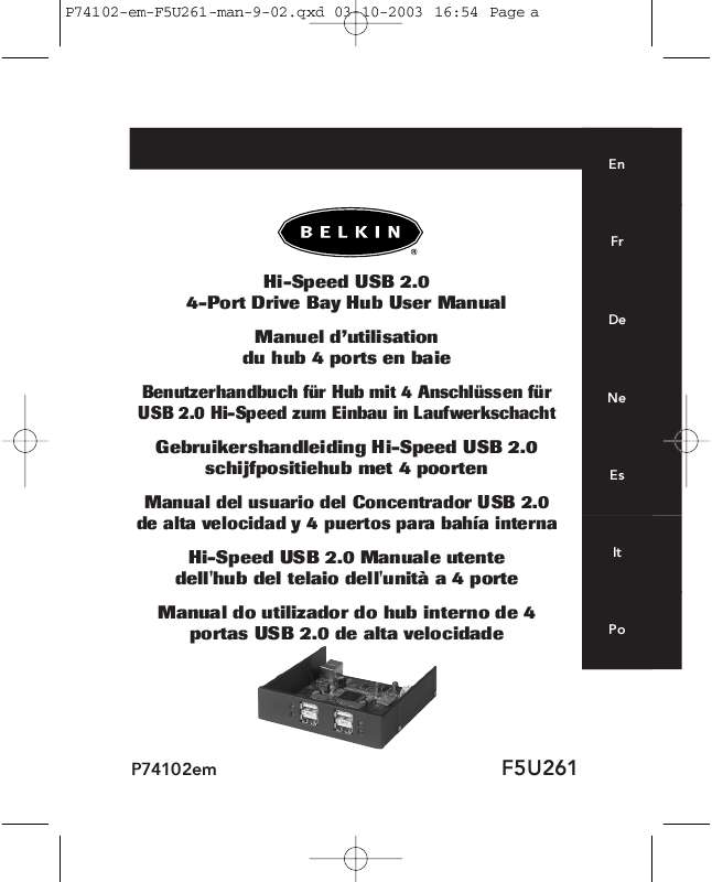 Guide utilisation  BELKIN HUB USB 2.0 À HAUT DÉBIT DRIVE BAY #F5U261EA  de la marque BELKIN