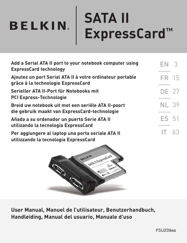 Guide utilisation  BELKIN SATA II EXPRESSCARD  de la marque BELKIN