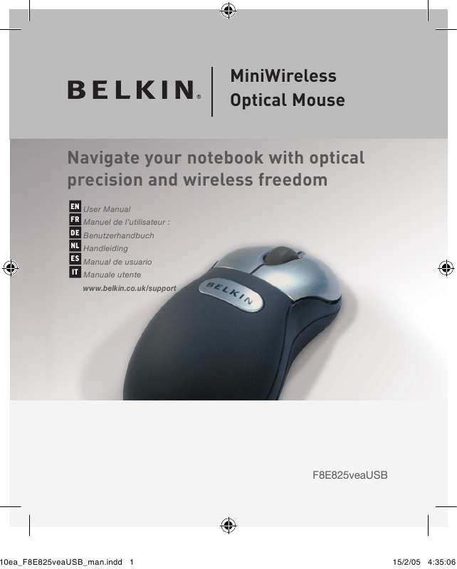 Guide utilisation  BELKIN SOURIS OPTIQUE MINI-WIRELESS #F8E825EAUSB  de la marque BELKIN