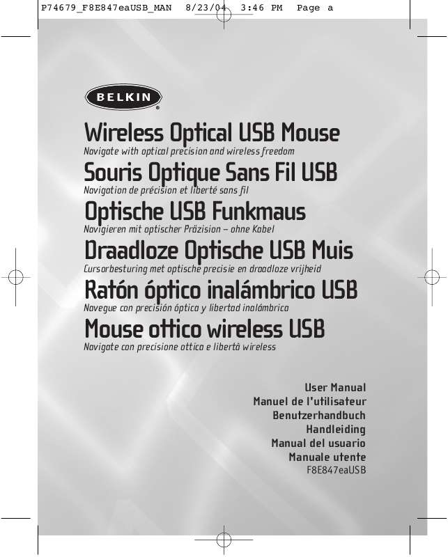 Guide utilisation  BELKIN SOURIS OPTIQUE SANS FIL USB #F8E847EA  de la marque BELKIN