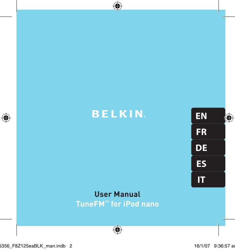 Guide utilisation  BELKIN TUNEFM TRANSMETTEUR POUR IPOD NANO 2ND GÉNÉRATION #F8Z125EABLK  de la marque BELKIN