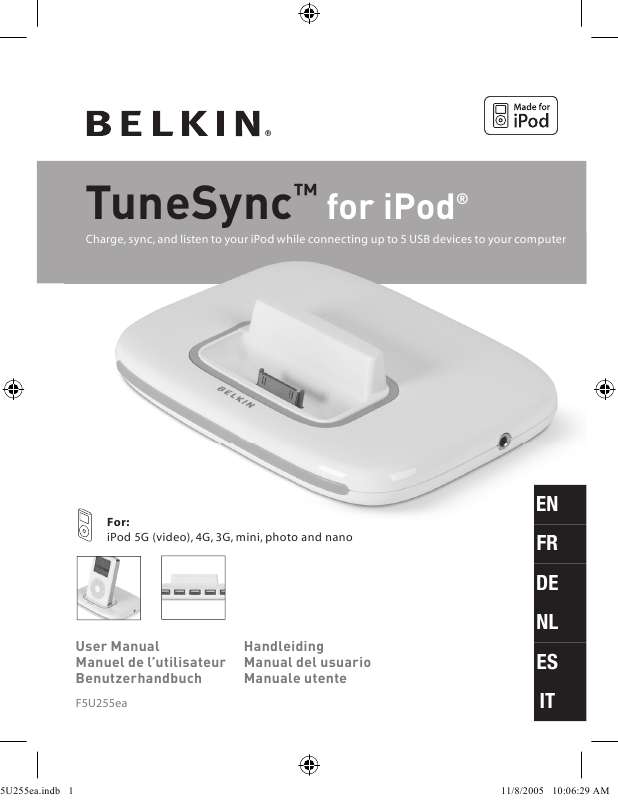 Guide utilisation  BELKIN TUNESYNC POUR IPOD #F5U255EA  de la marque BELKIN