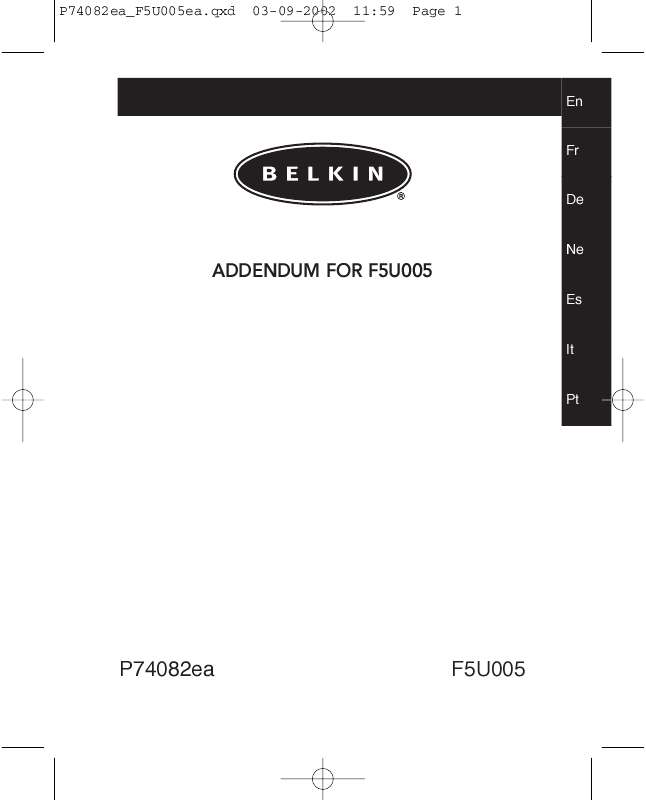Guide utilisation  BELKIN USB BUSPORT #F5U005EA  de la marque BELKIN