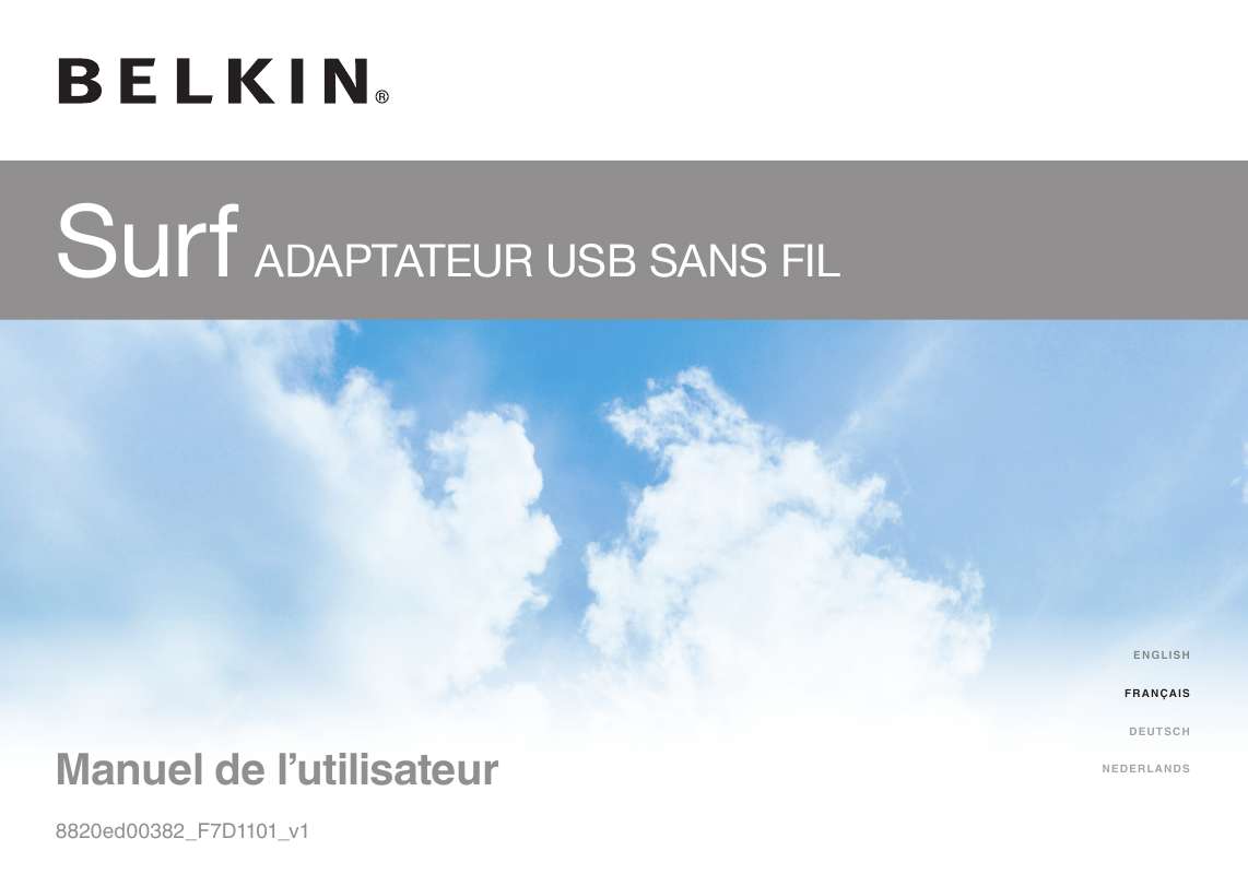 Guide utilisation  BELKIN ADAPTATEUR USB SANS FIL SURF F7D1101ED  de la marque BELKIN