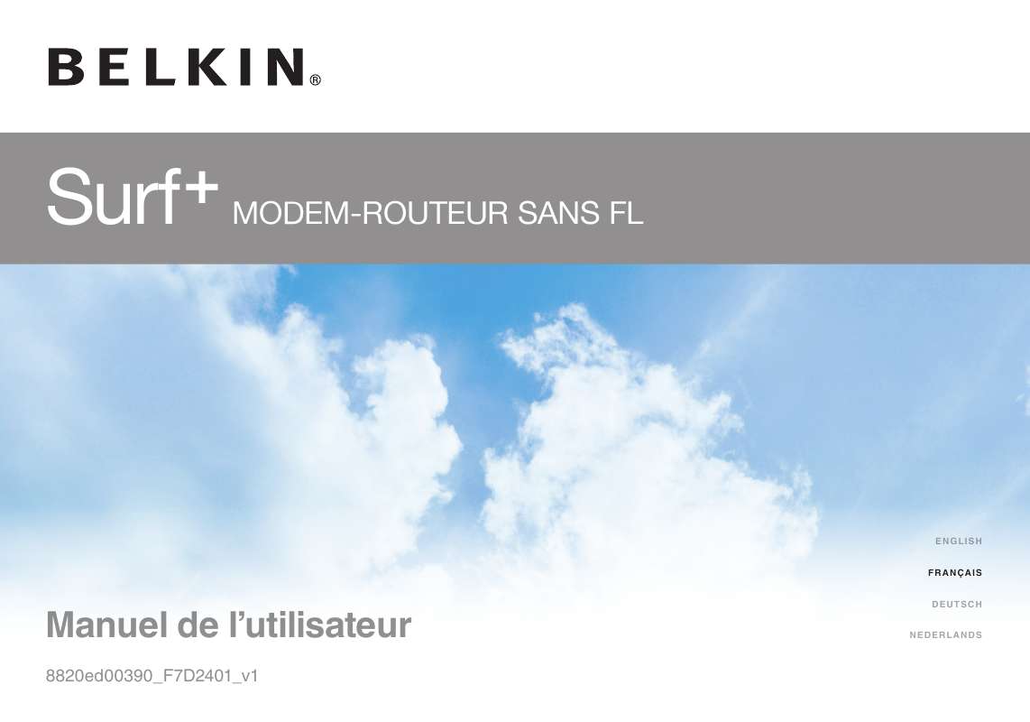 Guide utilisation  BELKIN SURF + MODEM ROUTEUR SANS FIL #F7D2401ED  de la marque BELKIN