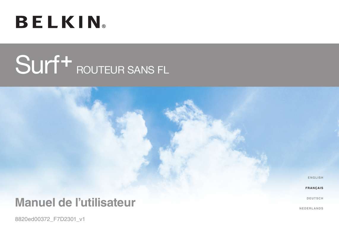 Guide utilisation  BELKIN SURF + ROUTEUR SANS FIL #F7D2301ED  de la marque BELKIN