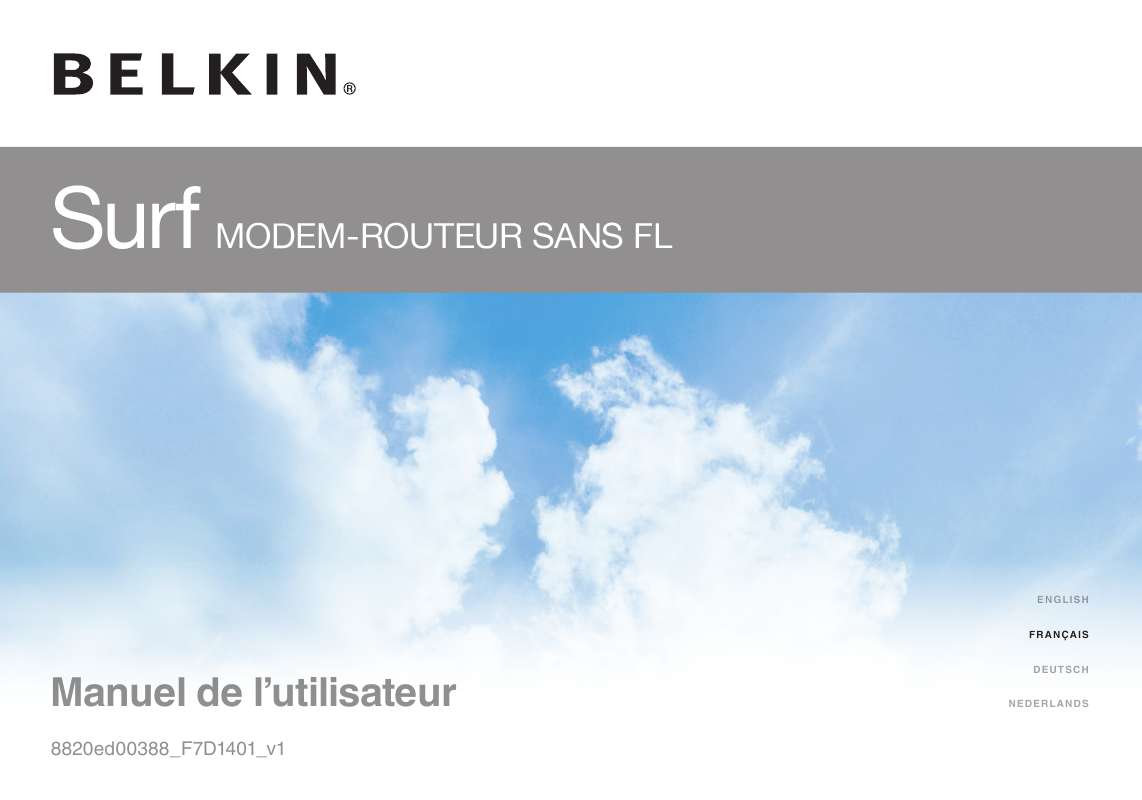 Guide utilisation  BELKIN SURF MODEM ROUTEUR SANS FIL #F7D1401ED  de la marque BELKIN