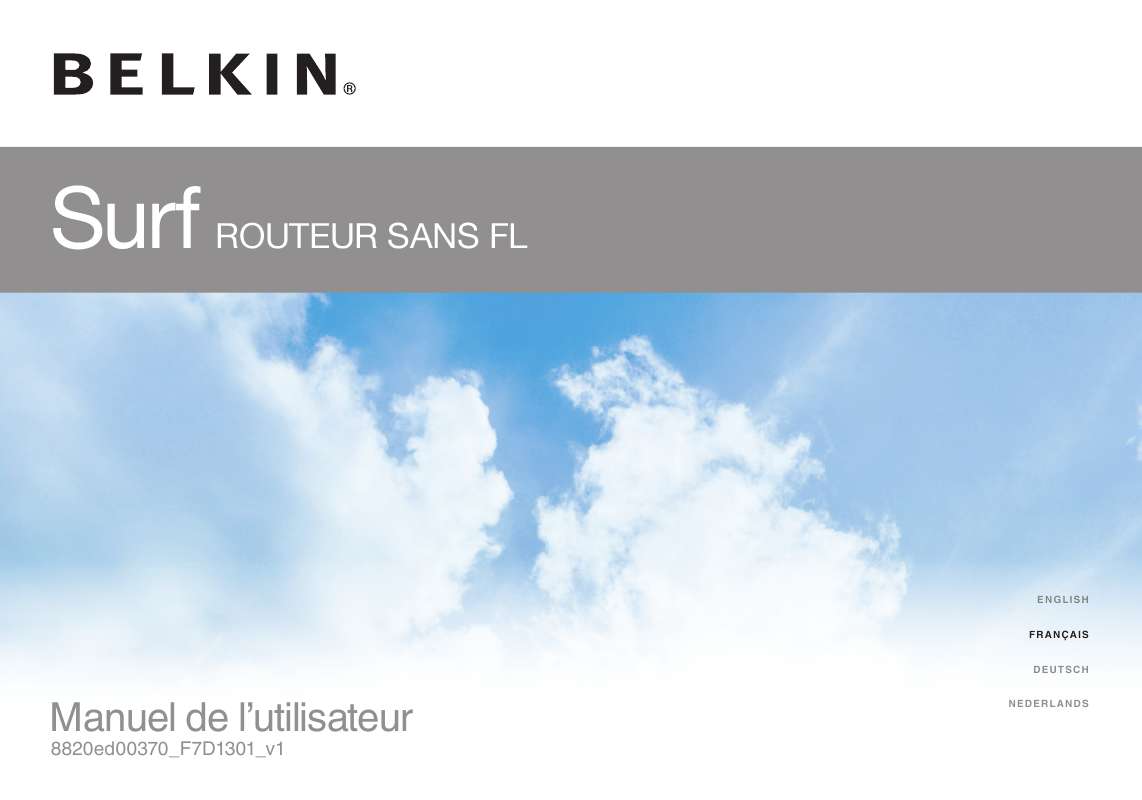 Guide utilisation  BELKIN SURF ROUTEUR SANS FIL #F7D1301ED  de la marque BELKIN