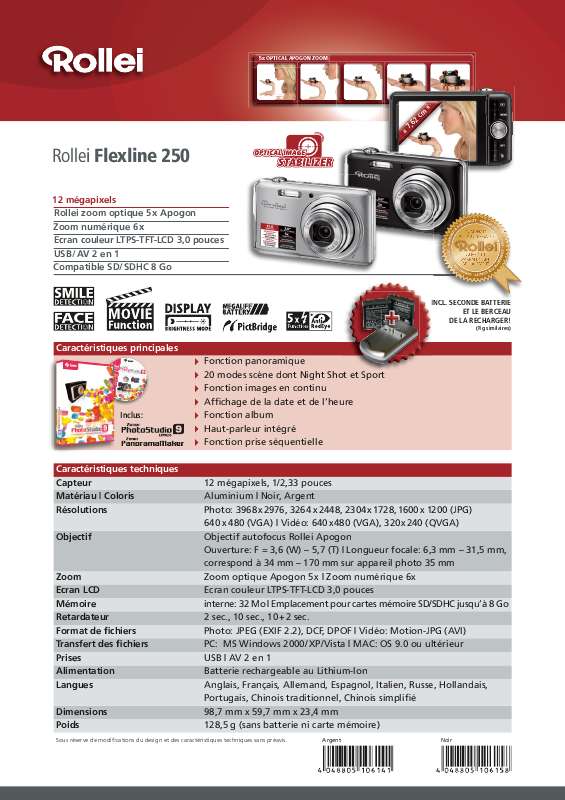 Guide utilisation  ROLLEI FLEXLINE 250  de la marque ROLLEI