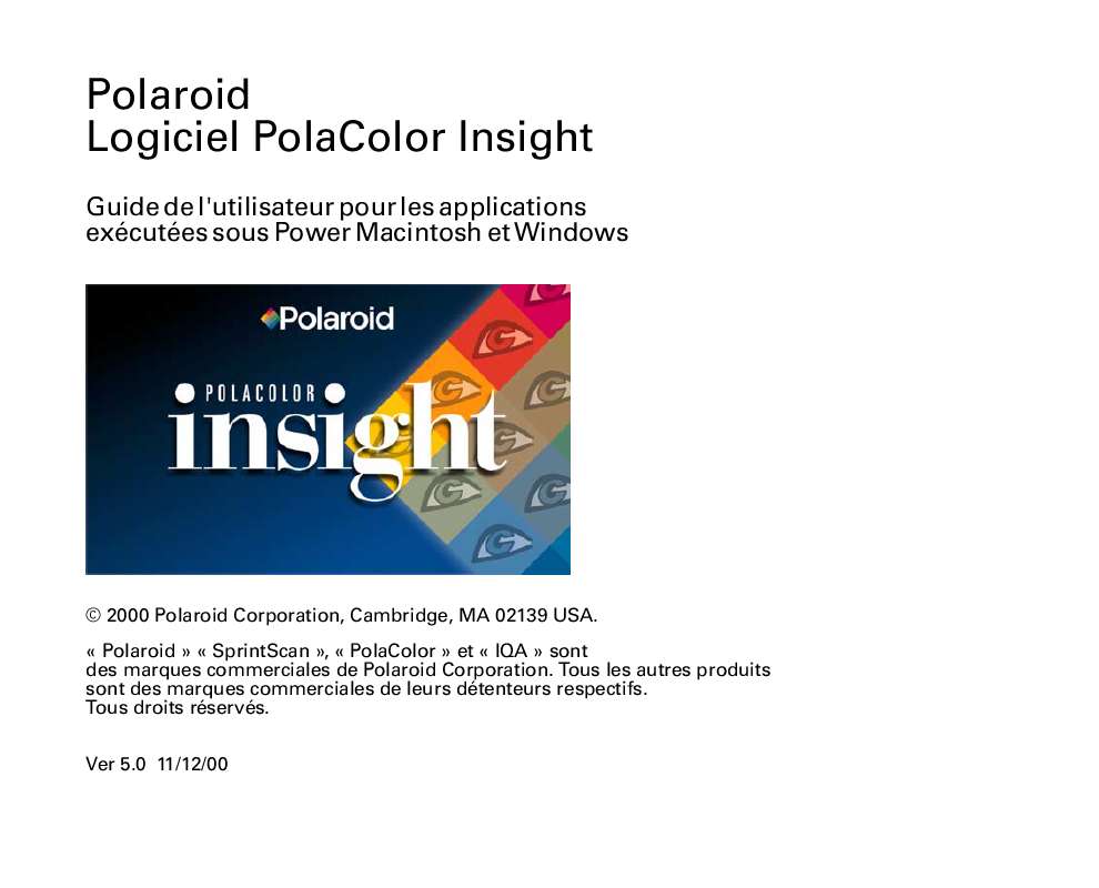 Guide utilisation  POLAROID POLACOLOR INSIGHT PRO VERSION 5.0  de la marque POLAROID