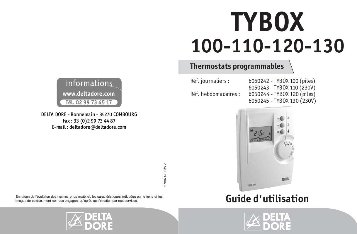 Guide utilisation  DELTADORE TYBOX 110  de la marque DELTADORE