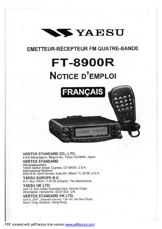 Guide utilisation YAESU FT-8900R  de la marque YAESU