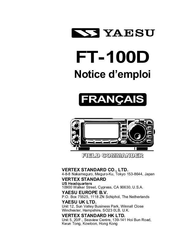Guide utilisation YAESU FT-100D  de la marque YAESU
