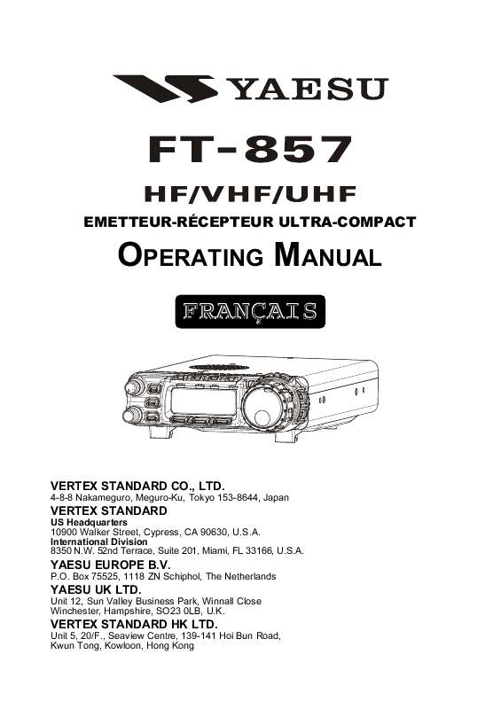 Guide utilisation YAESU FT-857  de la marque YAESU