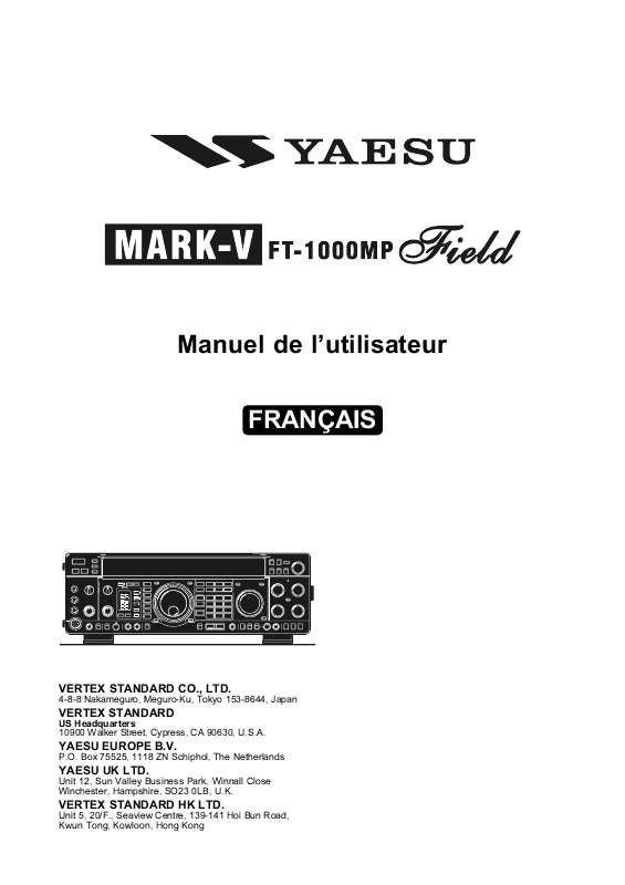 Guide utilisation YAESU MARK-V FT-1000MP FIELD  de la marque YAESU