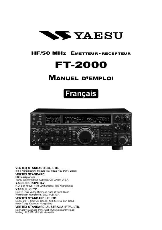 Guide utilisation YAESU FT-2000  de la marque YAESU