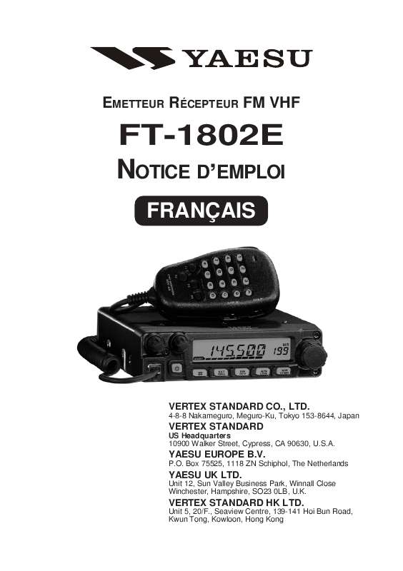 Guide utilisation YAESU FT-1802E  de la marque YAESU