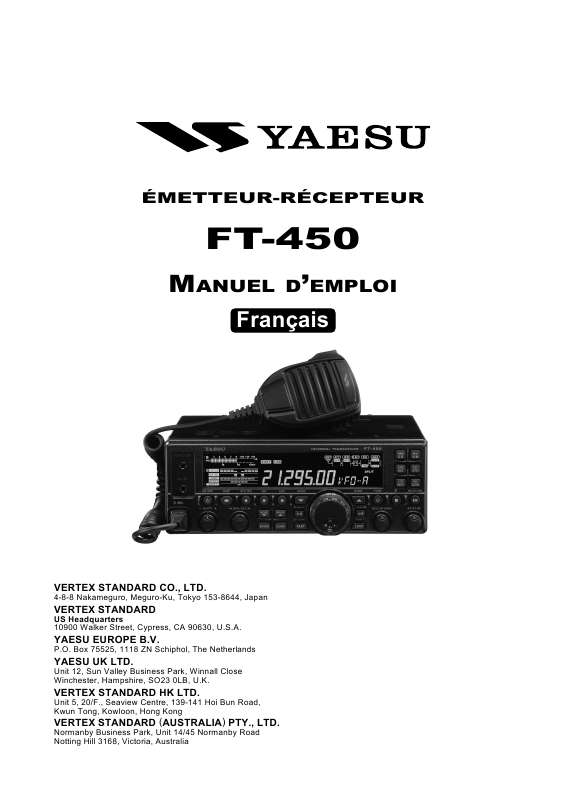 Guide utilisation YAESU FT-450  de la marque YAESU