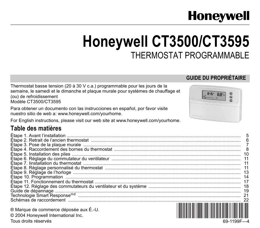 Guide utilisation HONEYWELL CT3500  de la marque HONEYWELL