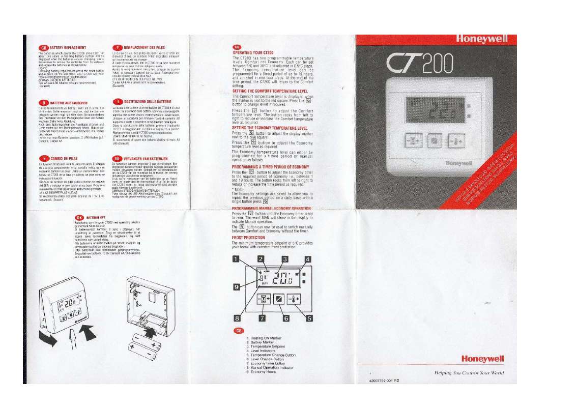 Guide utilisation HONEYWELL CT200  de la marque HONEYWELL
