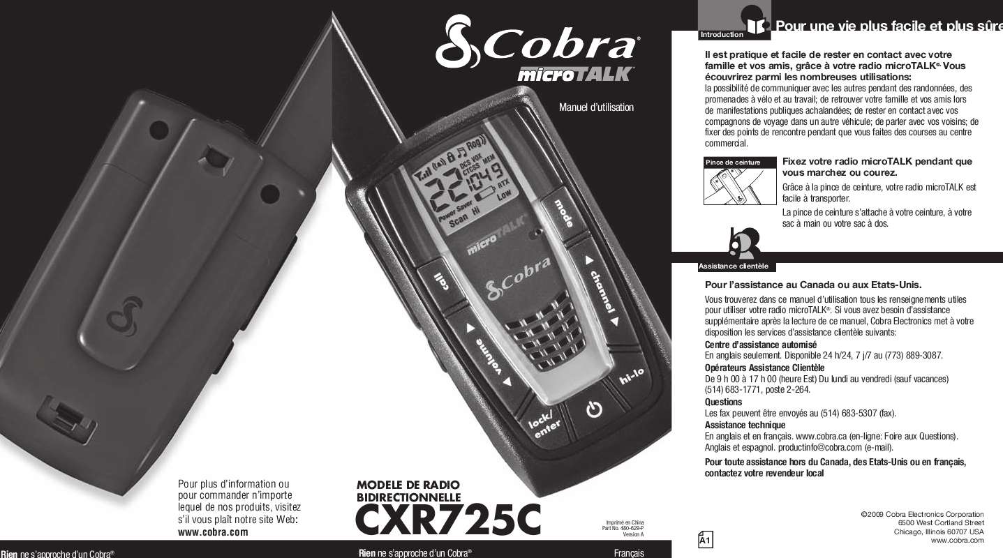 Guide utilisation COBRA CXR725C  de la marque COBRA