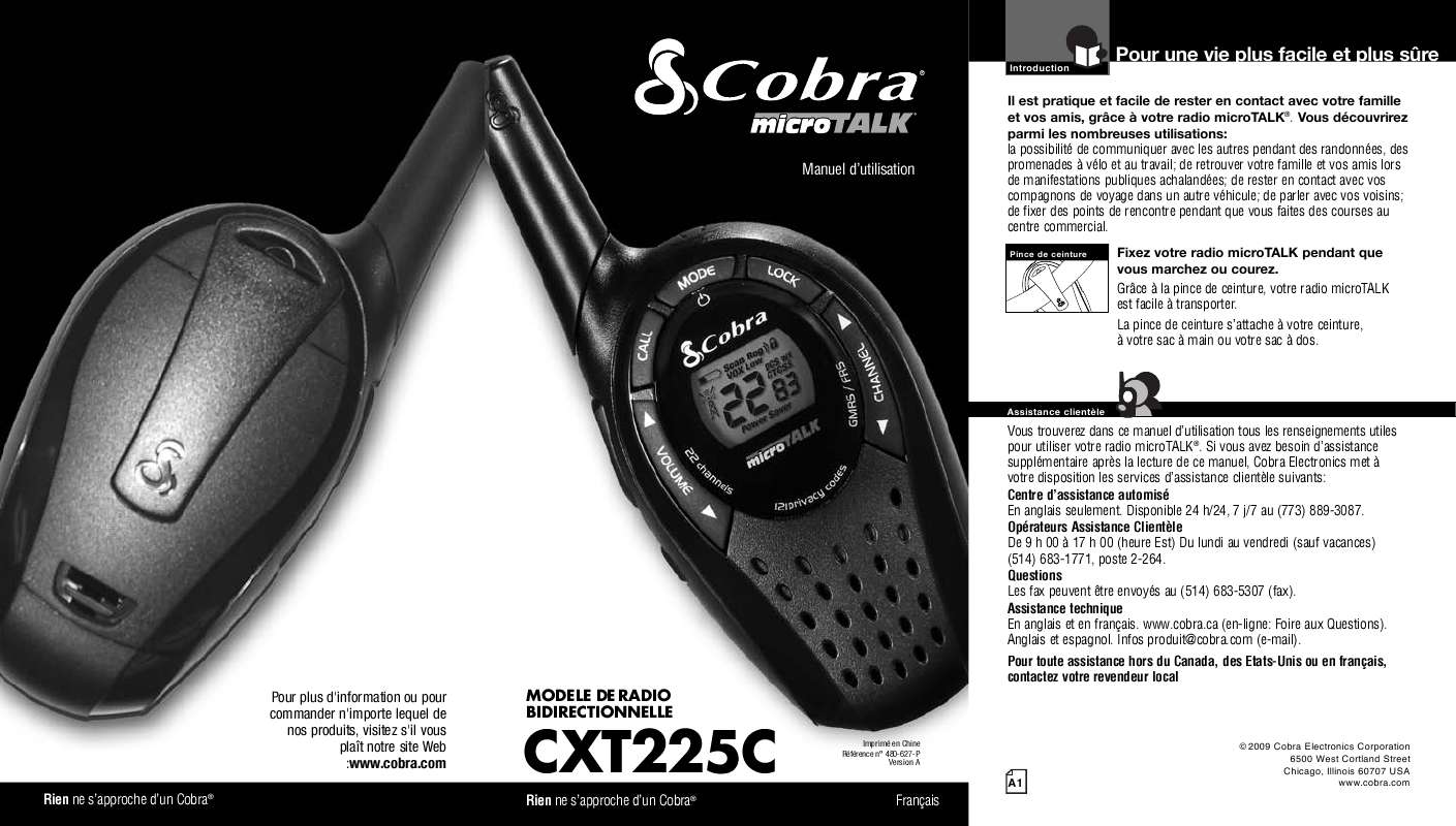 Guide utilisation COBRA CXT225C  de la marque COBRA