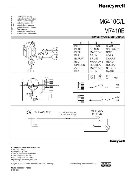 Guide utilisation HONEYWELL M7410E  de la marque HONEYWELL