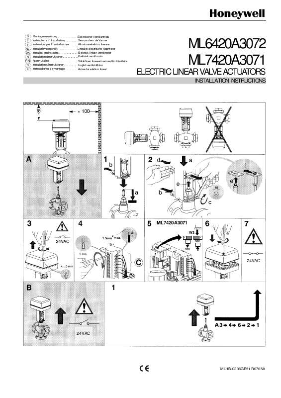Guide utilisation HONEYWELL ML6420A3072  de la marque HONEYWELL