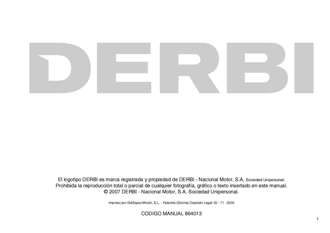 Guide utilisation  DERBI ATLANTIS 50 4T  de la marque DERBI