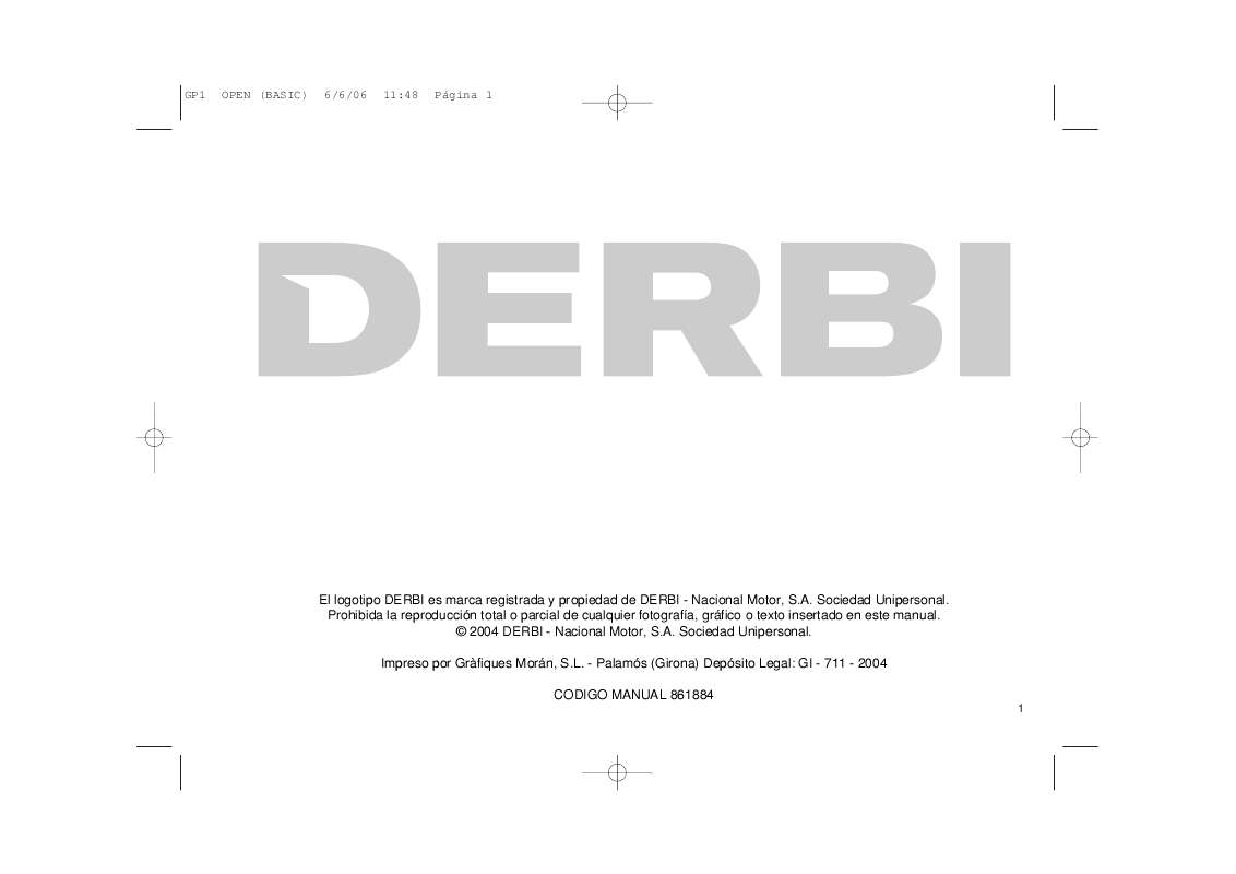 Guide utilisation  DERBI GP1 50  de la marque DERBI