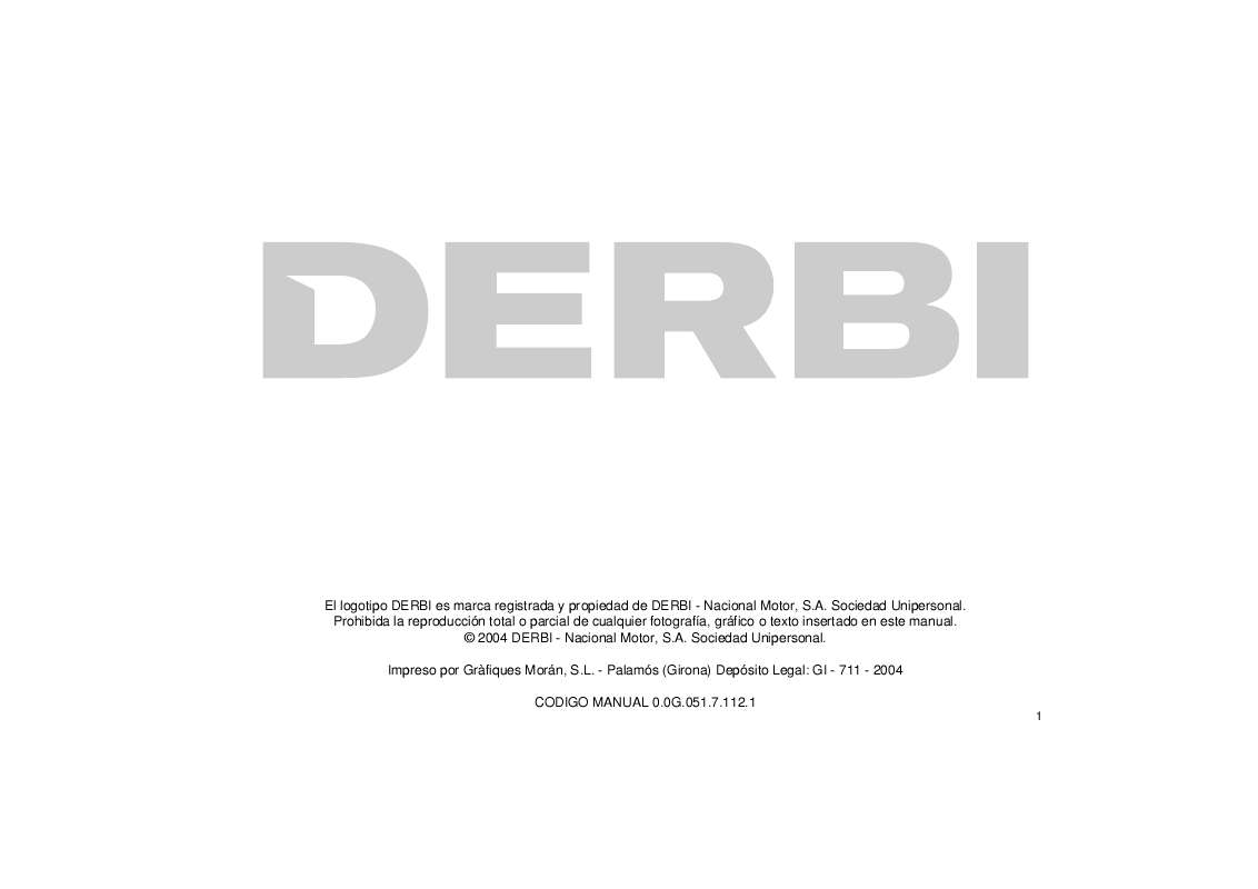 Guide utilisation  DERBI GP1 50 RACING  de la marque DERBI