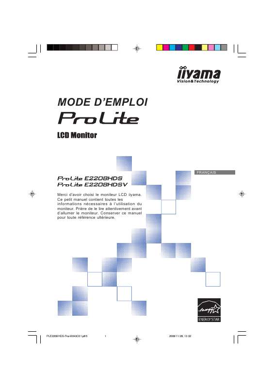 Guide utilisation IIYAMA PROLITE E2208HDSV  de la marque IIYAMA