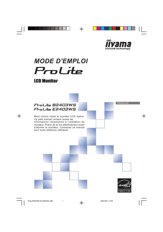 Guide utilisation IIYAMA PROLITE B2403WS  de la marque IIYAMA
