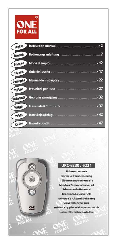 Guide utilisation ONEFORALL URC 6230  de la marque ONEFORALL