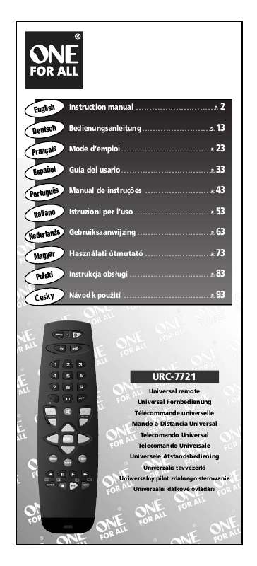 Guide utilisation ONEFORALL URC 7721  de la marque ONEFORALL