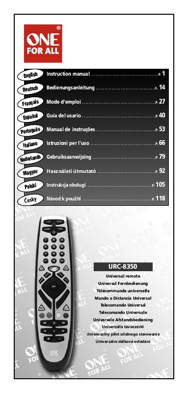 Guide utilisation ONEFORALL URC 8350  de la marque ONEFORALL