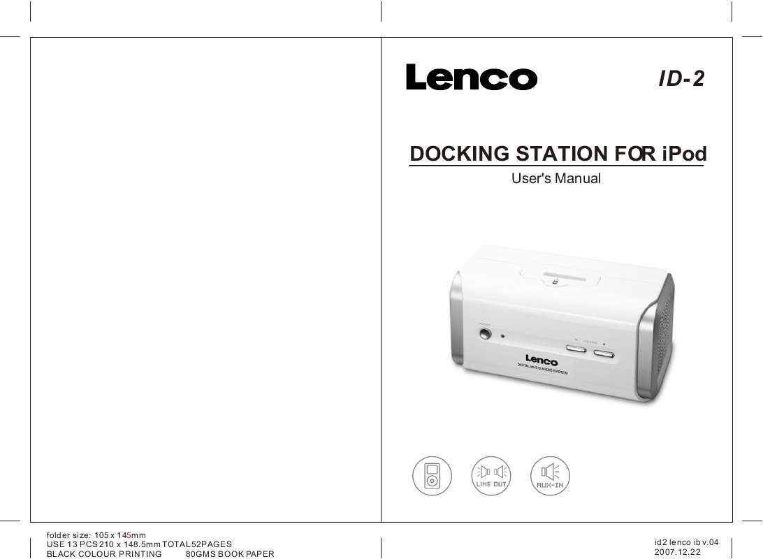 Guide utilisation  LENCO ID-2  de la marque LENCO