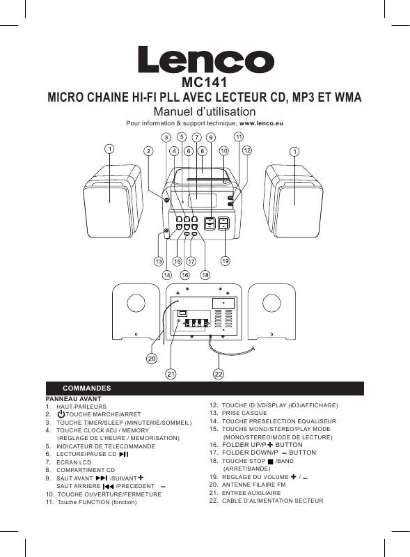 Guide utilisation  LENCO MC-141  de la marque LENCO