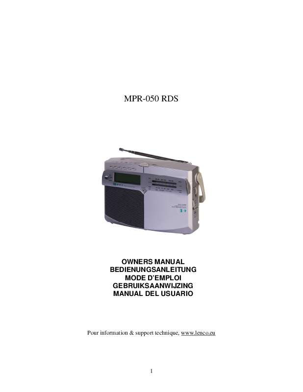 Guide utilisation  LENCO MPR-050 RDS  de la marque LENCO