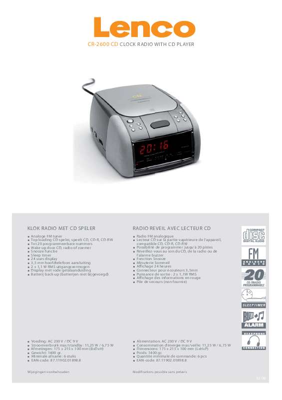 Guide utilisation LENCO CR-2600 CD0  de la marque LENCO